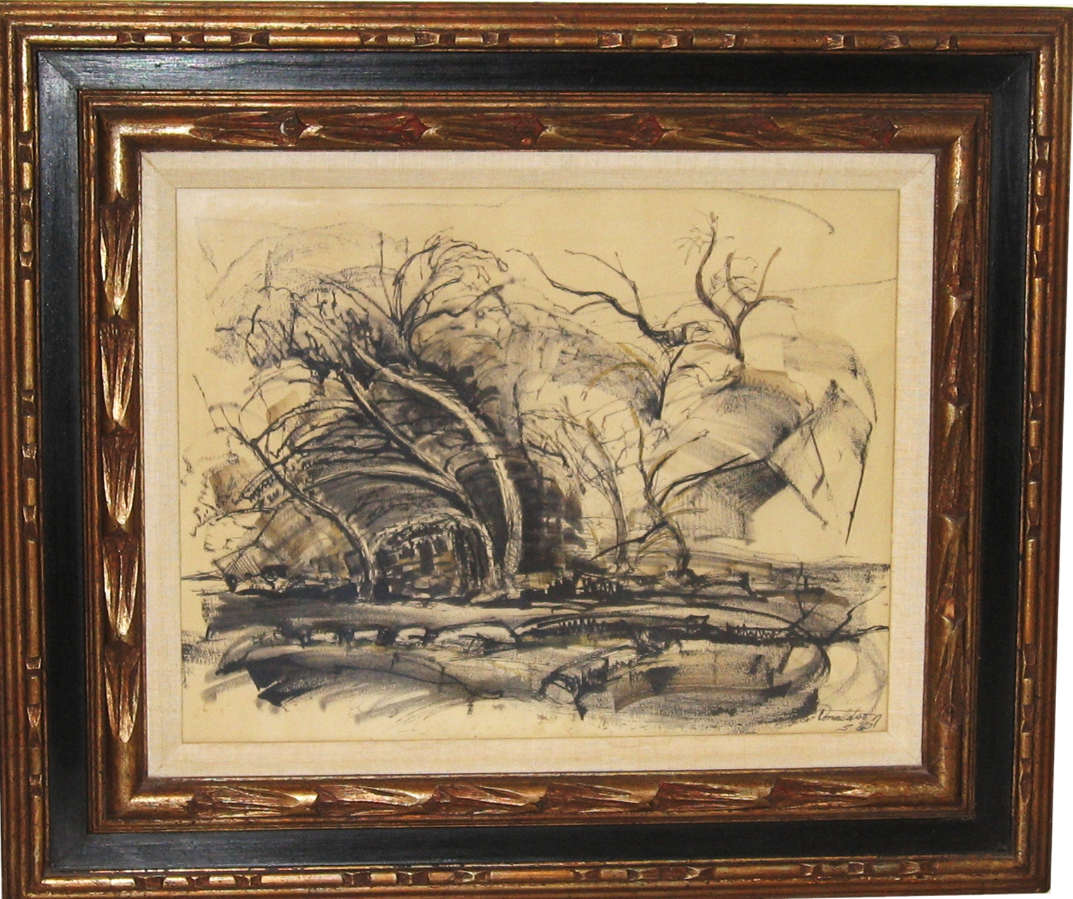 c1963 Ink Wash Landscape